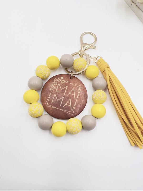 Women's Spring Colorblock Beaded & Tassel Decor Keychain, Boho Style Summer Vacation Wristlet Keychain, Personalized Cute Accessories, Unique Holiday Gift for Friends, Fall Outfits, Fall Freshness, for Fall