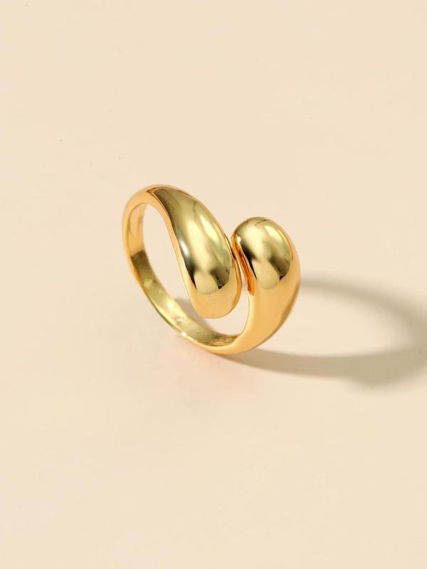 Women's Solid Copper Cuff Ring, Casual All-match Jewelry for Girls Gift, Simple Classic Fashion Accessories for Daily Wear