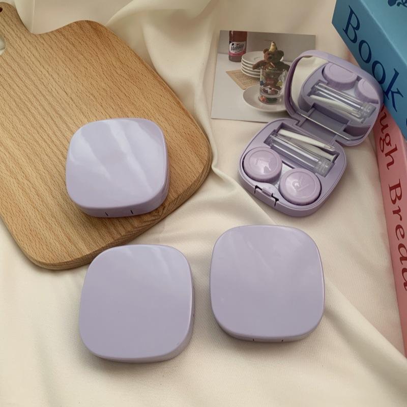 Style Simple Fashion Invisible Glasses Box Couple Box Nursing Beauty Pupil Box Solid Color Portable Cosmetic Contact Lenses Storage Box