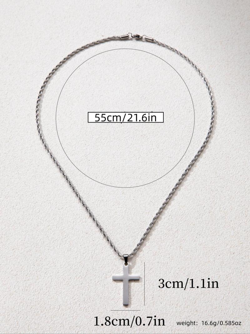 Summer Punk Style Cross Pendant Necklace for Men, Streetwear Minimalist Matching Chain Mexican Necklace for Gift, Stainless Steel Grunge Dainty Jewelry, Matching Streetwear Goth Accessory Fall