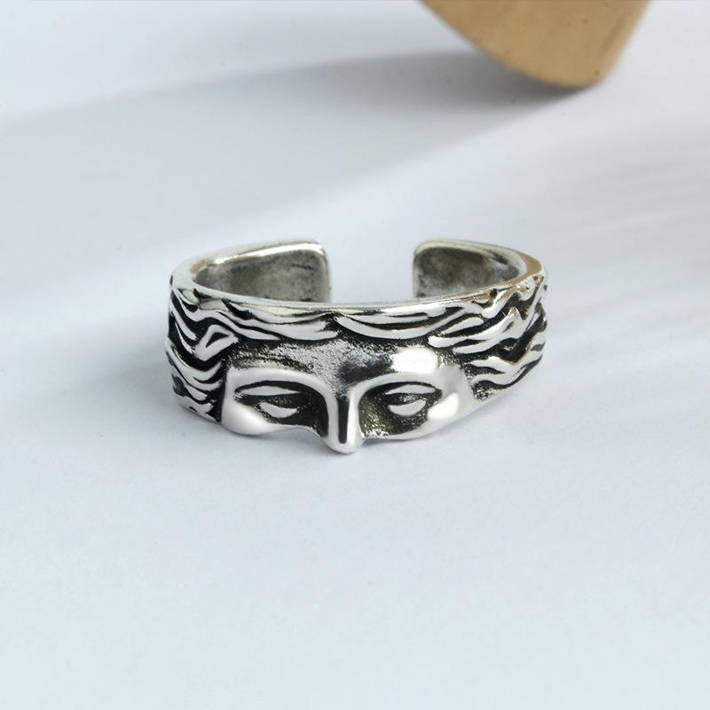 Half face ring, fashionable personalized ring sculpture, fashionable open couple ring