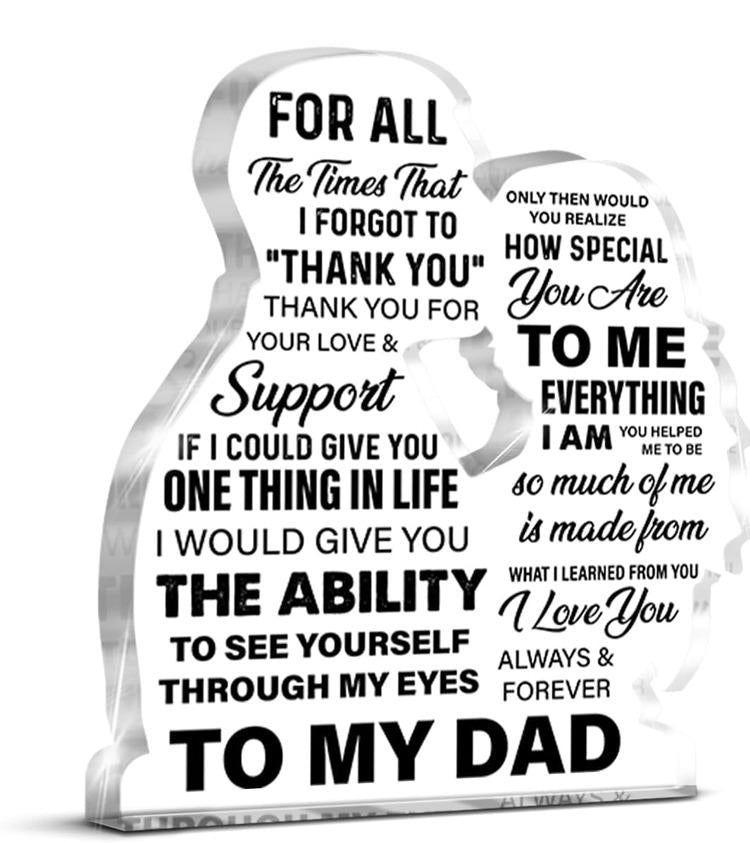 Gifts for Dad From Son, Thank You Gift for Dad Daddy Father Bonus Dad, Dad Birthday Father's Day Gift Ideas, Best Dad Acrylic Keepsake