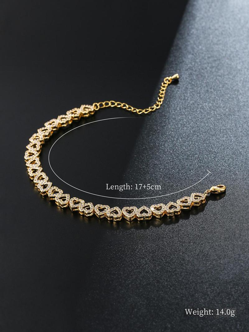 Heart Design Cute Summer Bracelets, Artificial Zircon Decor Matching Dainty Jewelry for Fall Festival Party, Daily Clothing Decor for Back To School, Matching Bracelets, Fall Outfits, Fall Freshness