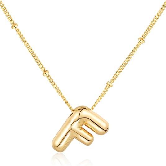 Letter Necklace Balloon Initial Necklaces for Women Girls Dainty Alphabet Pendant Puffy Name Personalized Jewelry Gift Fashion Personality Jewelry For Girls Plated Gold Bubble Letter Necklace