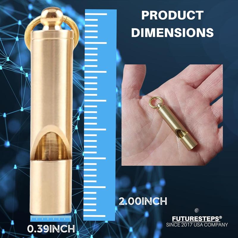 Loudest Brass Whistle Best Premium Emergency Whistle 125db+ One Piece Outdoor Survival Whistle On Key-Chain or Hang Around Your Neck and Carry it Anywhere!