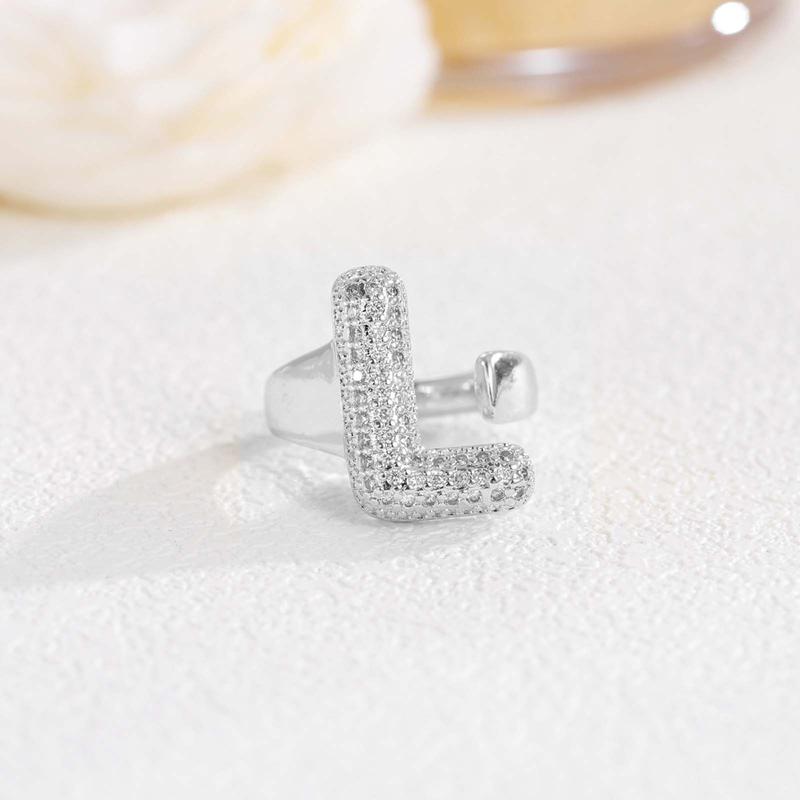 New 26 English letter rings fashionable chubby balloon letter rings with adjustable opening for women