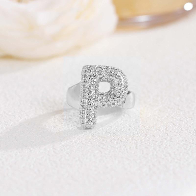 New 26 English letter rings fashionable chubby balloon letter rings with adjustable opening for women