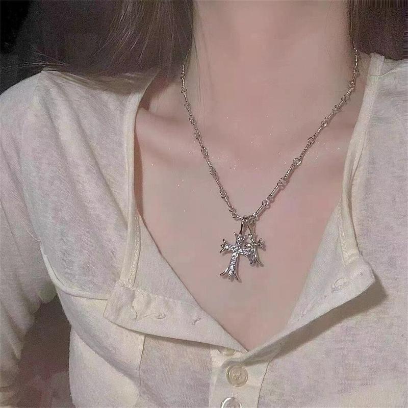 Crown cross/Cross Necklace 14k Gold Plated Double Cross Pendant CZ,Cubic Zirconia Cross Necklaces for Women Men Boy Jewelry Birthday Dainty Gifts Crown cross