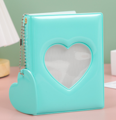3" Mini Photo Album, Kpop Photocard Holder Book 32 Pockets, Photocard with Mirror-Like Photocard Binder, Love Heart Pendant Decor Gift Hollow
