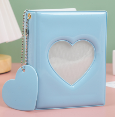 3" Mini Photo Album, Kpop Photocard Holder Book 32 Pockets, Photocard with Mirror-Like Photocard Binder, Love Heart Pendant Decor Gift Hollow