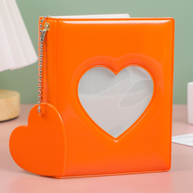 3" Mini Photo Album, Kpop Photocard Holder Book 32 Pockets, Photocard with Mirror-Like Photocard Binder, Love Heart Pendant Decor Gift Hollow