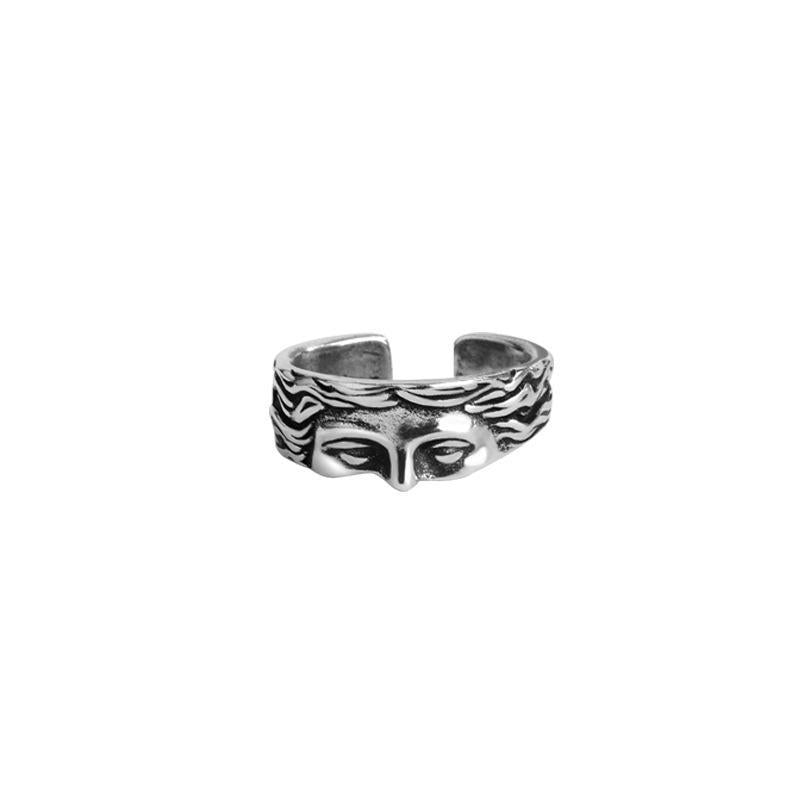 Half face ring, fashionable personalized ring sculpture, fashionable open couple ring