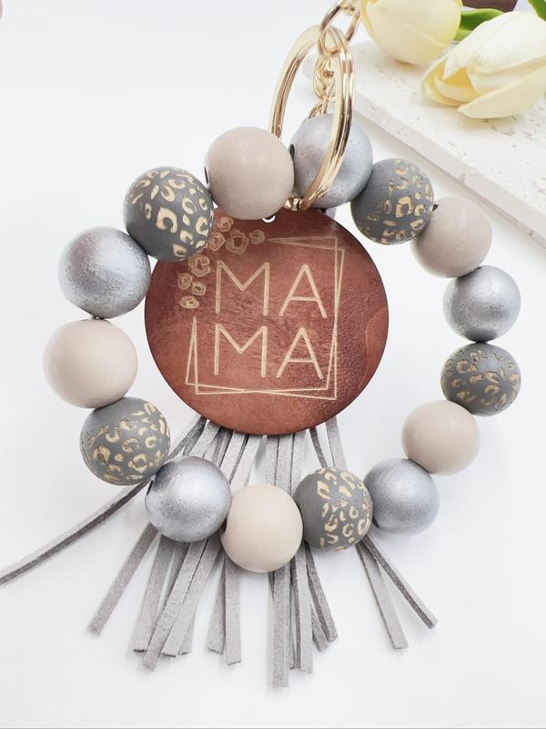Women's Spring Colorblock Beaded & Tassel Decor Keychain, Boho Style Summer Vacation Wristlet Keychain, Personalized Cute Accessories, Unique Holiday Gift for Friends, Fall Outfits, Fall Freshness, for Fall