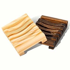 Natural Wooden Soap Dish Soap Saver Holder Soap Tray for Bathroom, Biodegradable, Zero Waste, Plastic Free (Wooden)