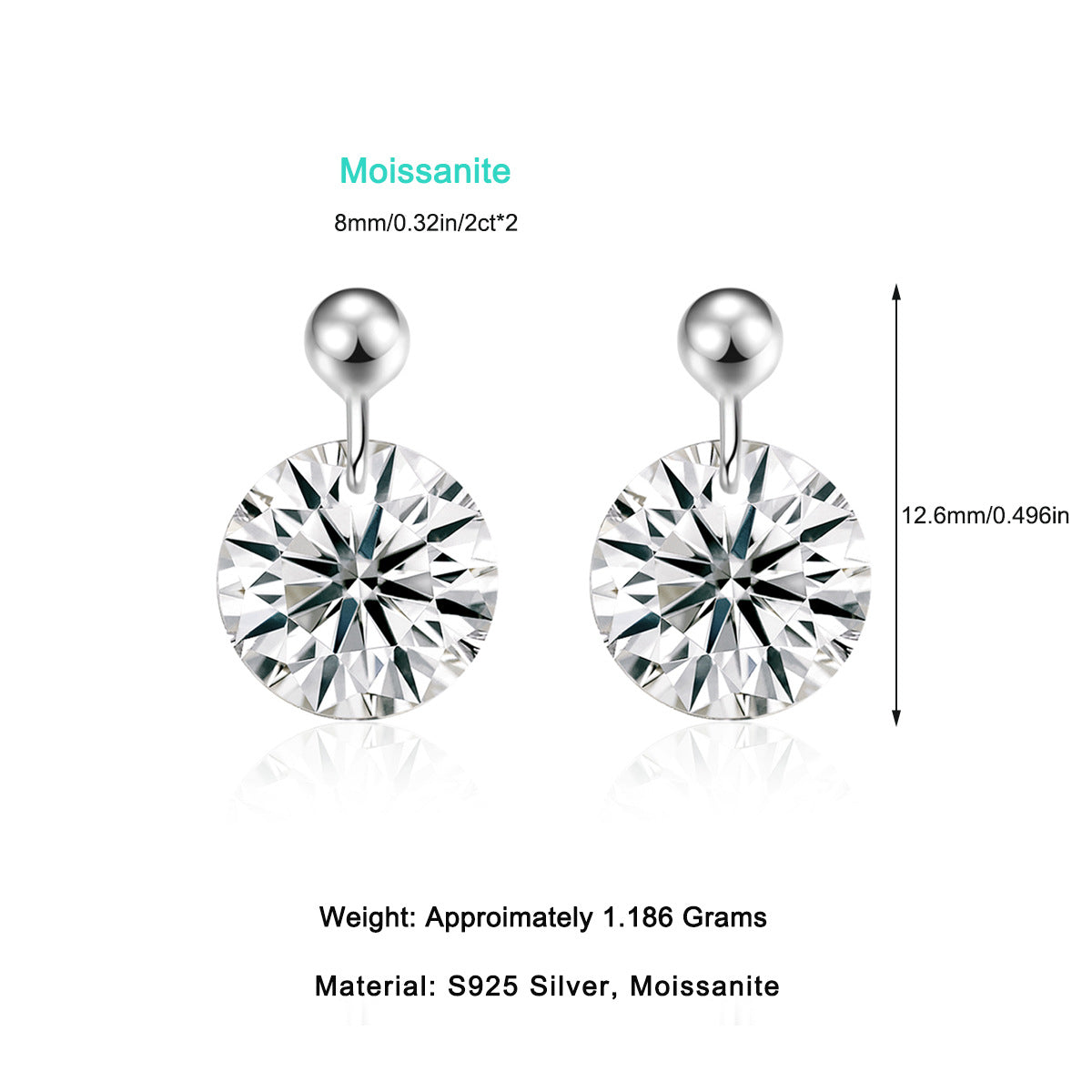 Minimalist Elegant Hypoallergenic Earrings Autumn Winter High-end Versatile Commuting 925 Silver Moissanite Earrings