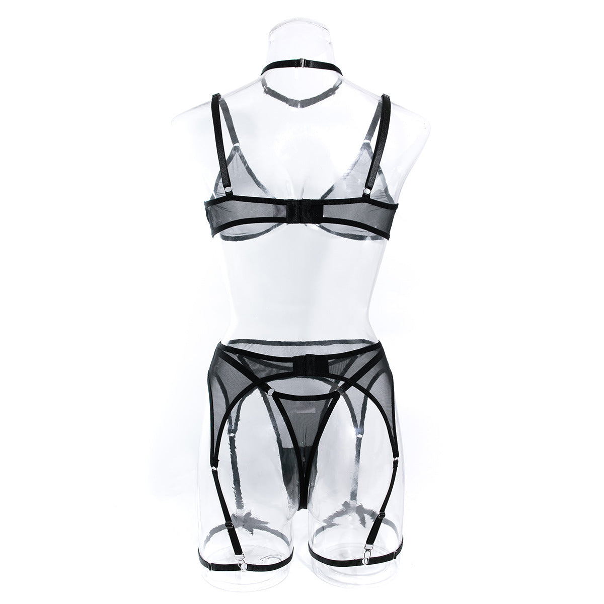 New Arrival Sexy Netted Bra Set with Bow and No-Underwire - 5-Piece with Cape for Women | Perfect for Date Night