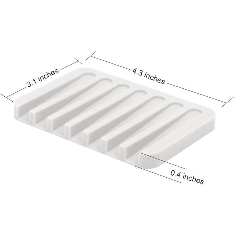 Anwenk Soap Dish Shower Waterfall Soap Tray Soap Saver Soap Holder Drainer Flexible Silicone for Shower/Bathroom/Kitchen/Counter Top,Keep Soap Bars Dry Clean,Easy Cleaning-White,2Pack