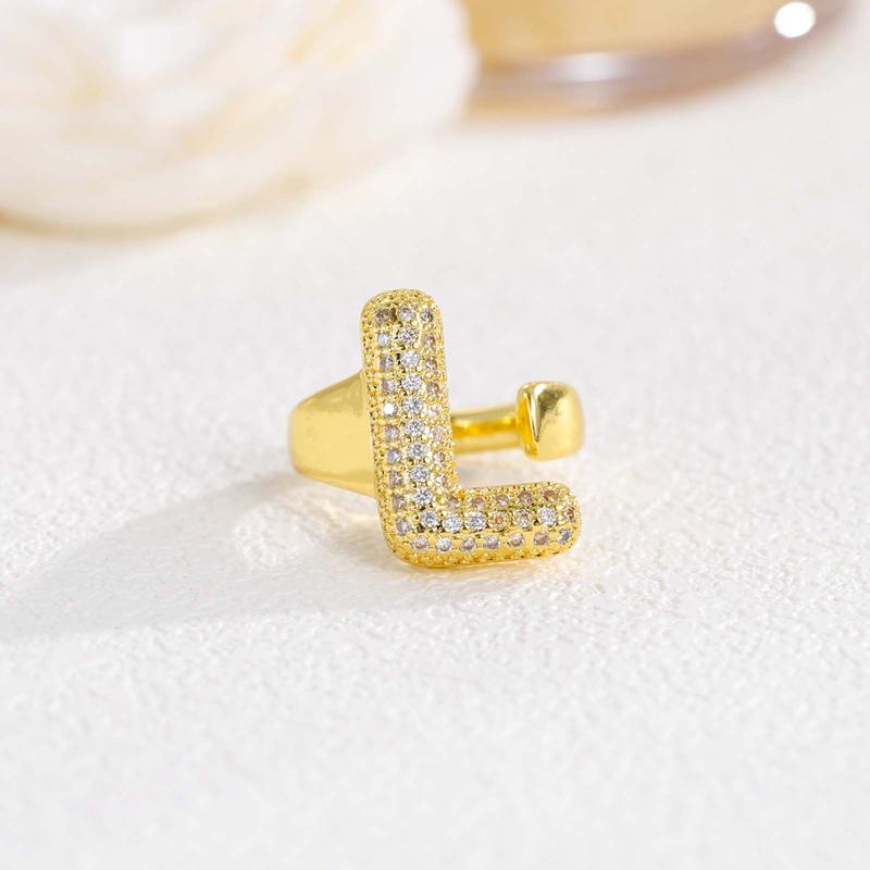 New 26 English letter rings fashionable chubby balloon letter rings with adjustable opening for women