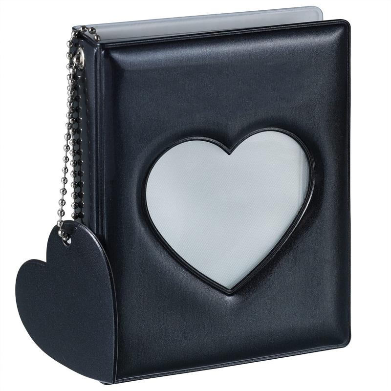 3" Mini Photo Album, Kpop Photocard Holder Book 32 Pockets, Photocard with Mirror-Like Photocard Binder, Love Heart Pendant Decor Gift Hollow