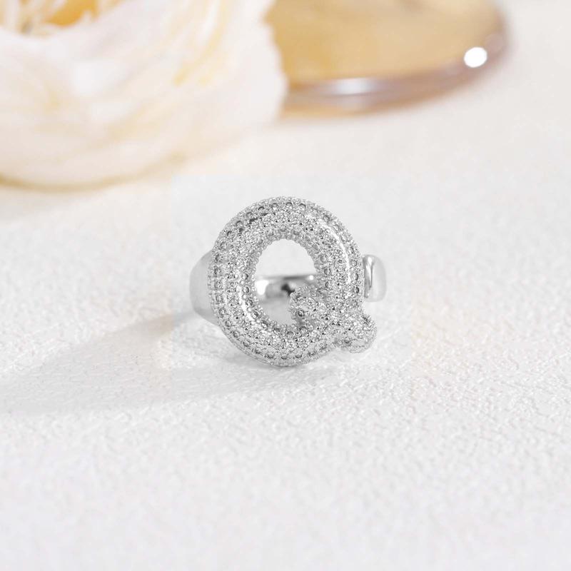 New 26 English letter rings fashionable chubby balloon letter rings with adjustable opening for women