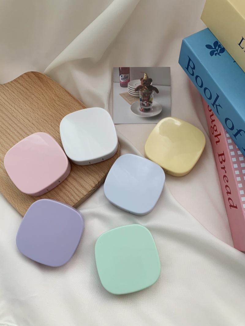 Style Simple Fashion Invisible Glasses Box Couple Box Nursing Beauty Pupil Box Solid Color Portable Cosmetic Contact Lenses Storage Box