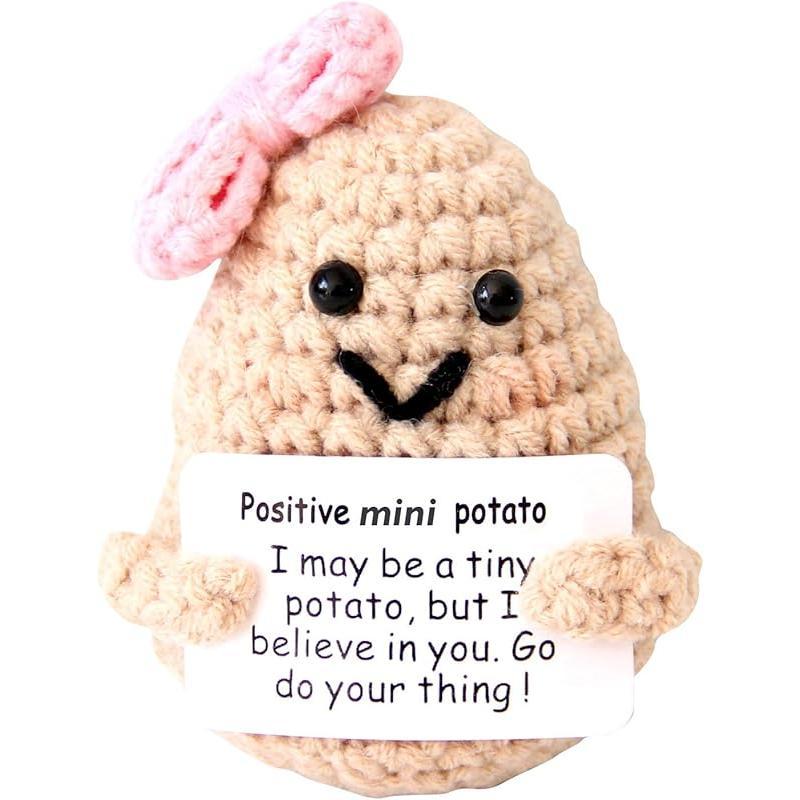 Mini Positive Cute Funny Life Potato Tomato Eggplant Onion Cute Animals Creative Knitted Holding Card Crochet Birthday Christmas Girls Gifts Party Decor party gift