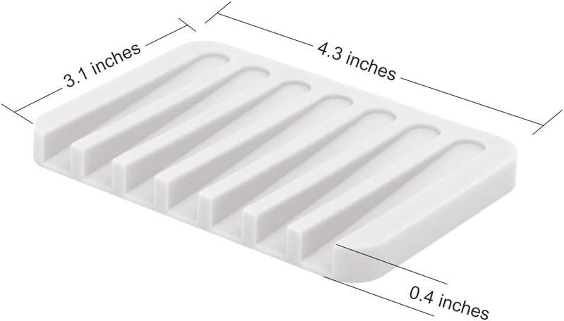 Anwenk Soap Dish Shower Waterfall Soap Tray Soap Saver Soap Holder Drainer Flexible Silicone for Shower/Bathroom/Kitchen/Counter Top,Keep Soap Bars Dry Clean,Easy Cleaning-White,2Pack