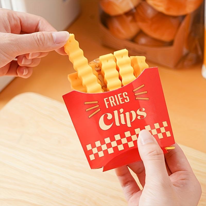 12 pcs Cute French Fries Shaped Bag Clip, Fridge Magnet for Sealing Grocery Bag: Moisture Proof Sealing Clamp, for Kitchen Storage, Cute and Practical Kitchen Accessories, Safety Envelope Bag and Packaging, Potato Chips Clip