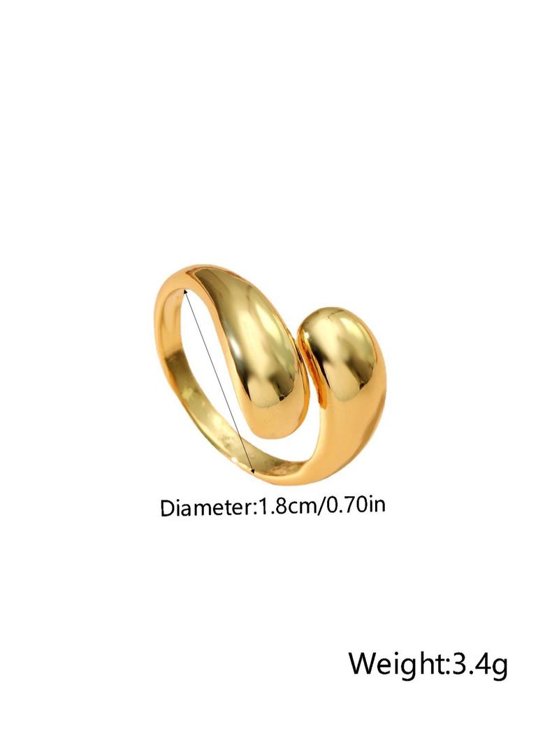 Women's Solid Copper Cuff Ring, Casual All-match Jewelry for Girls Gift, Simple Classic Fashion Accessories for Daily Wear