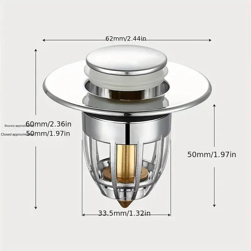 Round Bathroom Drain Stopper, Universal Bathroom Sink Plug, Anti-clog Drain Stopper, Press Type Bath Tub Plug, Bathroom Supplies