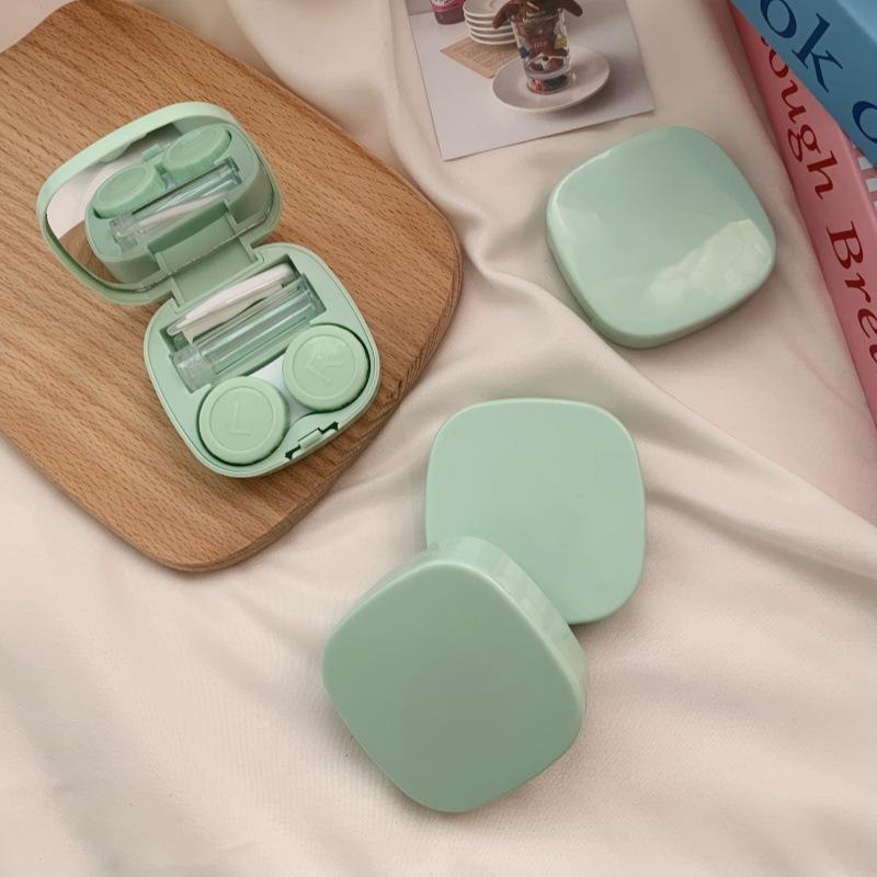Style Simple Fashion Invisible Glasses Box Couple Box Nursing Beauty Pupil Box Solid Color Portable Cosmetic Contact Lenses Storage Box