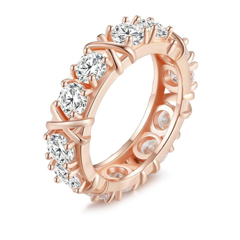 3 Colors Moissanite Synthetic Ring Eternity Band X Cross Colorful Ring 18K Gold Plated Hypoallergenic D Color VVS1 Clarity Environmental Black Friday 2024 Deals for Christmas Men Women Birthday Gift Hiphop Engagement Wedding Environmental R026 A0 T0