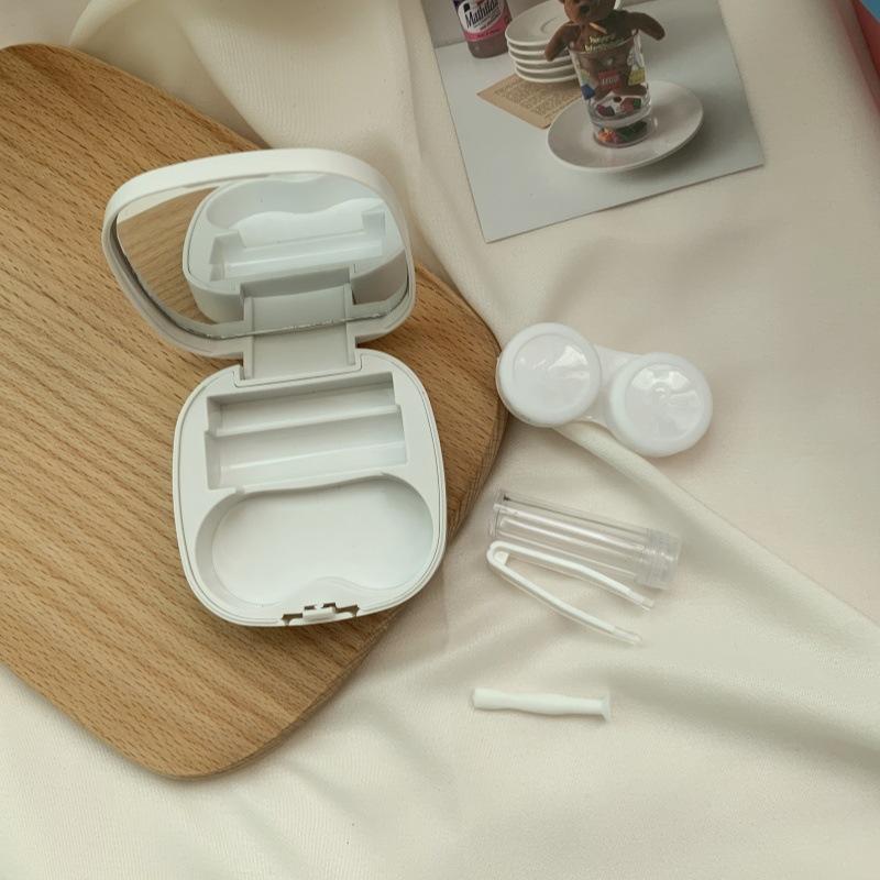 Style Simple Fashion Invisible Glasses Box Couple Box Nursing Beauty Pupil Box Solid Color Portable Cosmetic Contact Lenses Storage Box