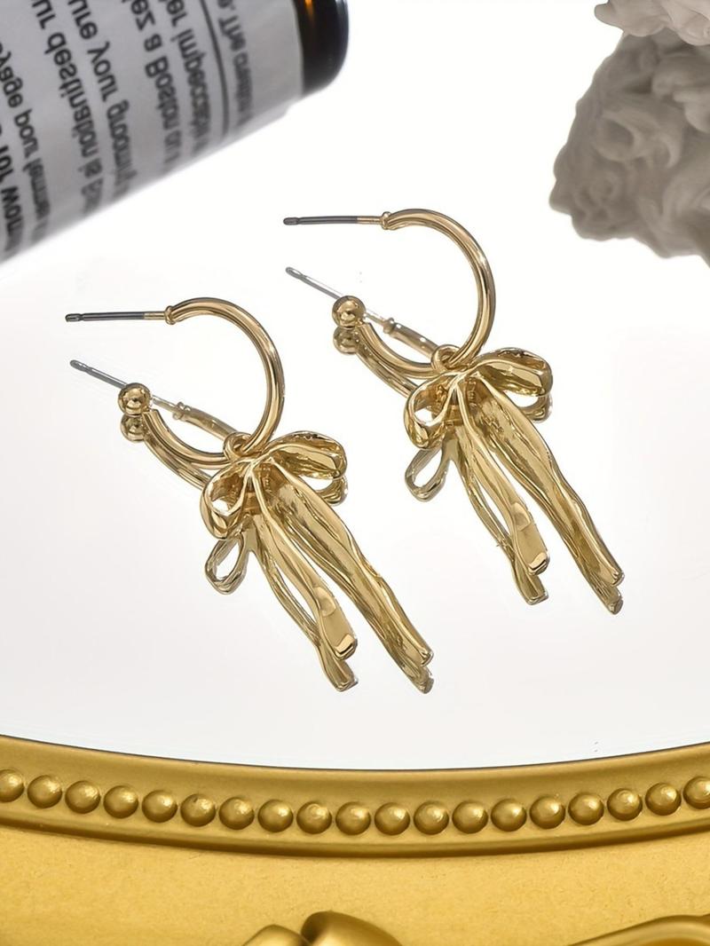 Women's Elegant Bowknot Design Dangle Earrings, Exquisite Trendy Dangle Earrings, Fashionable Jewelry for Women for Daily & Party Decoration