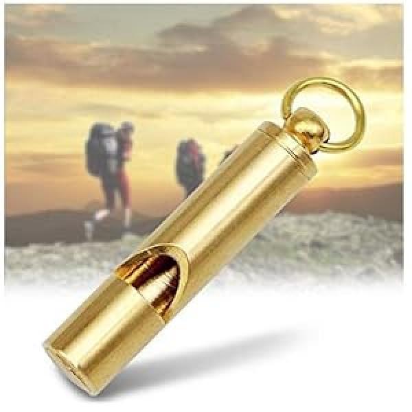 Loudest Brass Whistle Best Premium Emergency Whistle 125db+ One Piece Outdoor Survival Whistle On Key-Chain or Hang Around Your Neck and Carry it Anywhere!