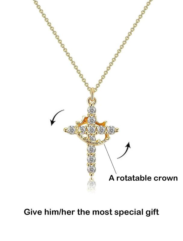 Tewiky Simple Crown & Cross Pendant Choker Necklace for Women & Men & Girls For Daily Party Clothing Decor Trendy All-match & Exquisite Jewelry for Black Friday Christmas Gift for christmas 2024 ornament