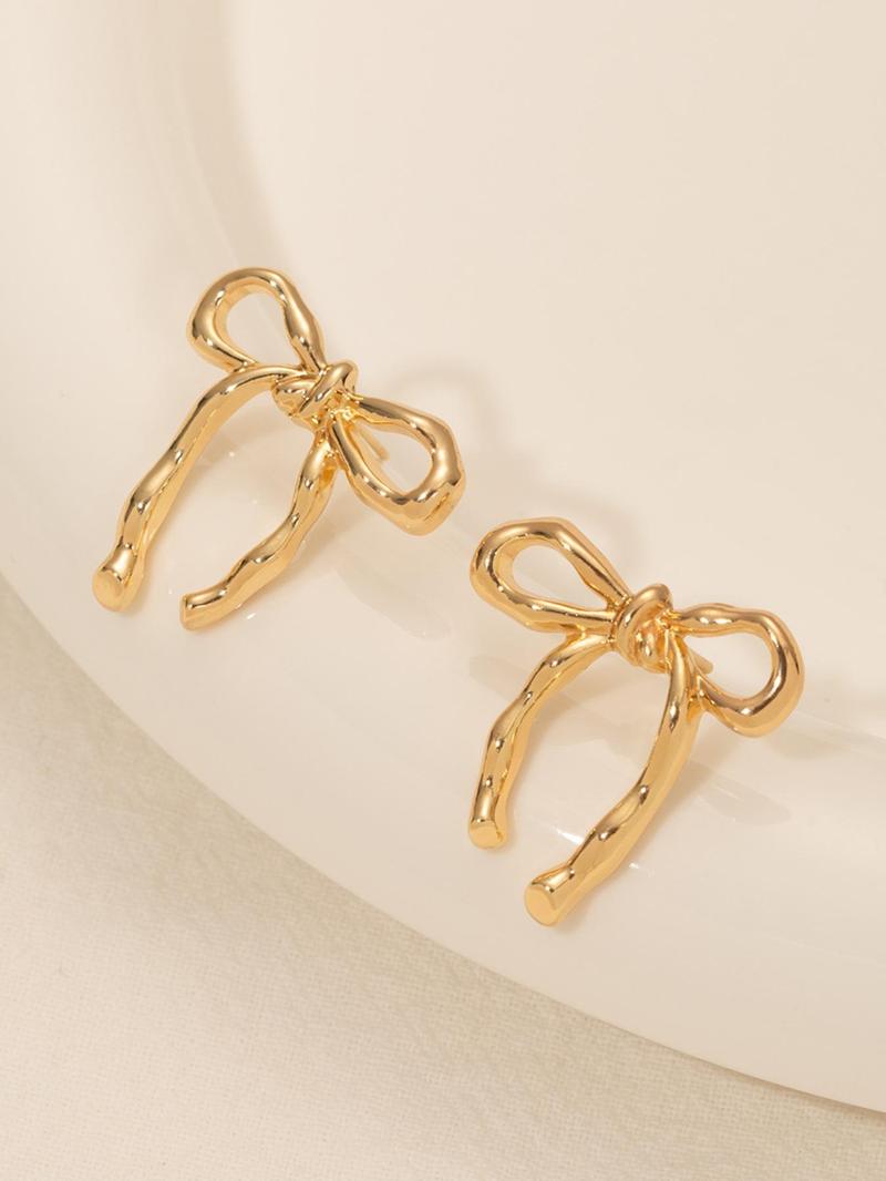 Women's Elegant Bowknot Design Stud Earrings, Fashionable Jewelry for Women & Girls for Party, Daily Clothing Decor, Trendy All-match & Exquisite Jewelry for Birthday Gift