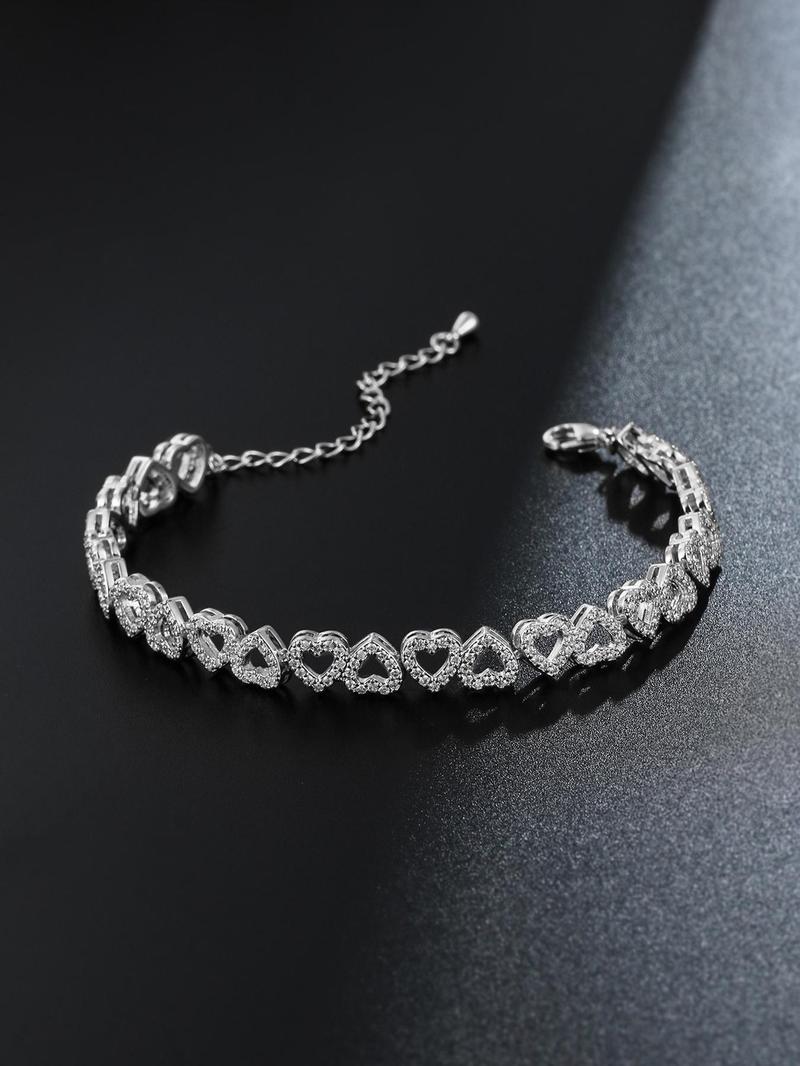 Heart Design Cute Summer Bracelets, Artificial Zircon Decor Matching Dainty Jewelry for Fall Festival Party, Daily Clothing Decor for Back To School, Matching Bracelets, Fall Outfits, Fall Freshness