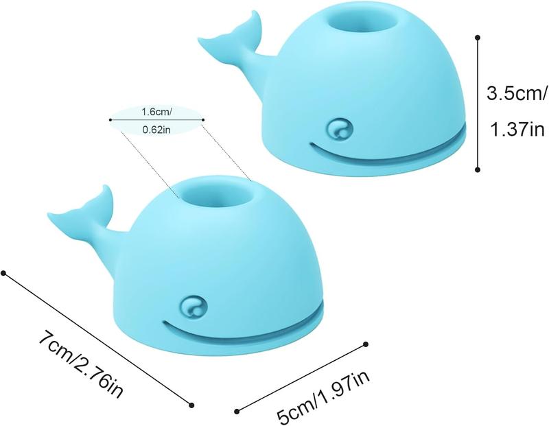 Toothbrush Holders for Bathrooms, 2-Pack Cute Mini Silicone Whale Tooth Brush Organizer, Tooth Brushing Holder for Bathroom Countertop, Baby Blue