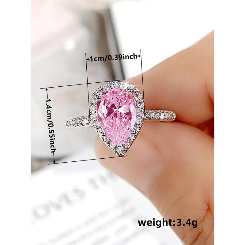 Elegant Water Drop Shaped Rhinestone Decorated Ring Perfect As Gift, Fashion Accessories for Wedding Party, Engagement Gift for Women, Pinky Ring