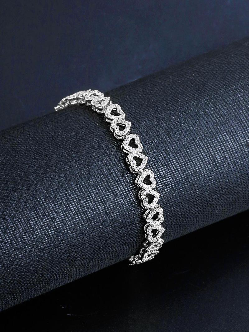 Heart Design Cute Summer Bracelets, Artificial Zircon Decor Matching Dainty Jewelry for Fall Festival Party, Daily Clothing Decor for Back To School, Matching Bracelets, Fall Outfits, Fall Freshness