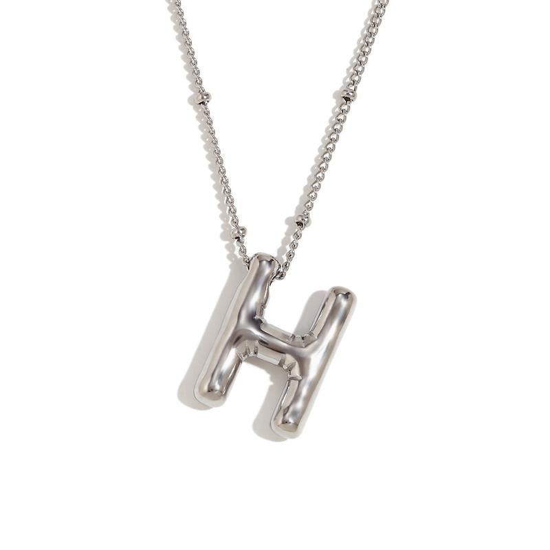 Letter Necklace Balloon Initial Necklaces for Women Girls Dainty Alphabet Pendant Puffy Name Personalized Jewelry Gift Fashion Personality Jewelry For Girls Plated Gold Bubble Letter Necklace