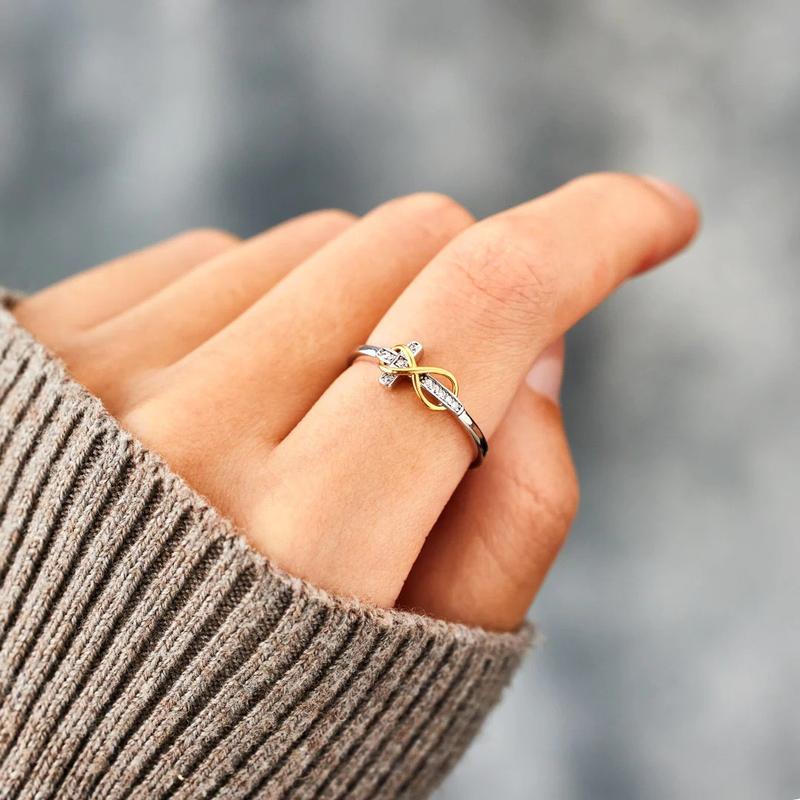 Inspirational Jewelry Engraved Faith Hope Love Cubic Zirconia Cross Infinity Ring