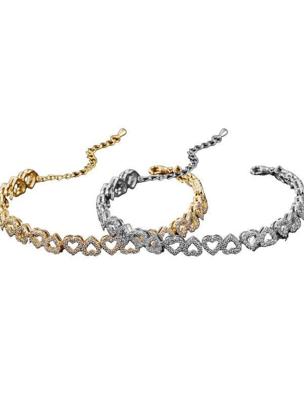 Heart Design Cute Summer Bracelets, Artificial Zircon Decor Matching Dainty Jewelry for Fall Festival Party, Daily Clothing Decor for Back To School, Matching Bracelets, Fall Outfits, Fall Freshness