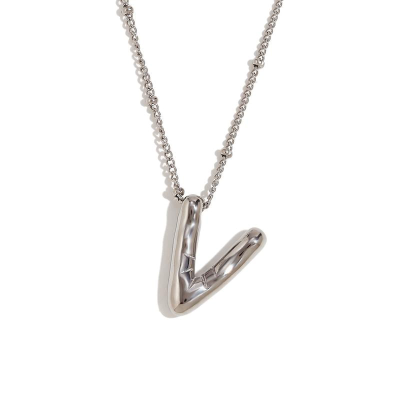 Letter Necklace Balloon Initial Necklaces for Women Girls Dainty Alphabet Pendant Puffy Name Personalized Jewelry Gift Fashion Personality Jewelry For Girls Plated Gold Bubble Letter Necklace