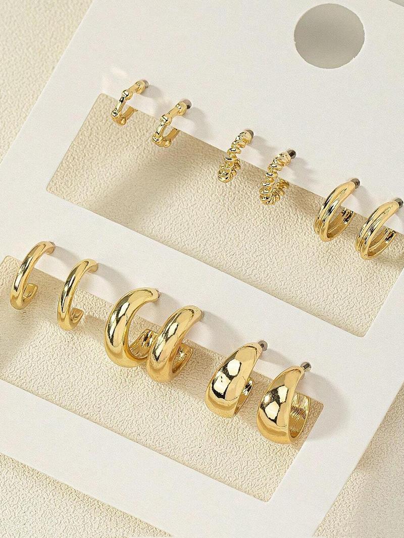 Geometric Design Hoop Earrings, Fall Fashionable Luxury Jewelry for Women & Girls for Party, Daily Clothing Decor, for Birthday Gift Back To School, Fall Outfits, Fall Freshness Fall Sets