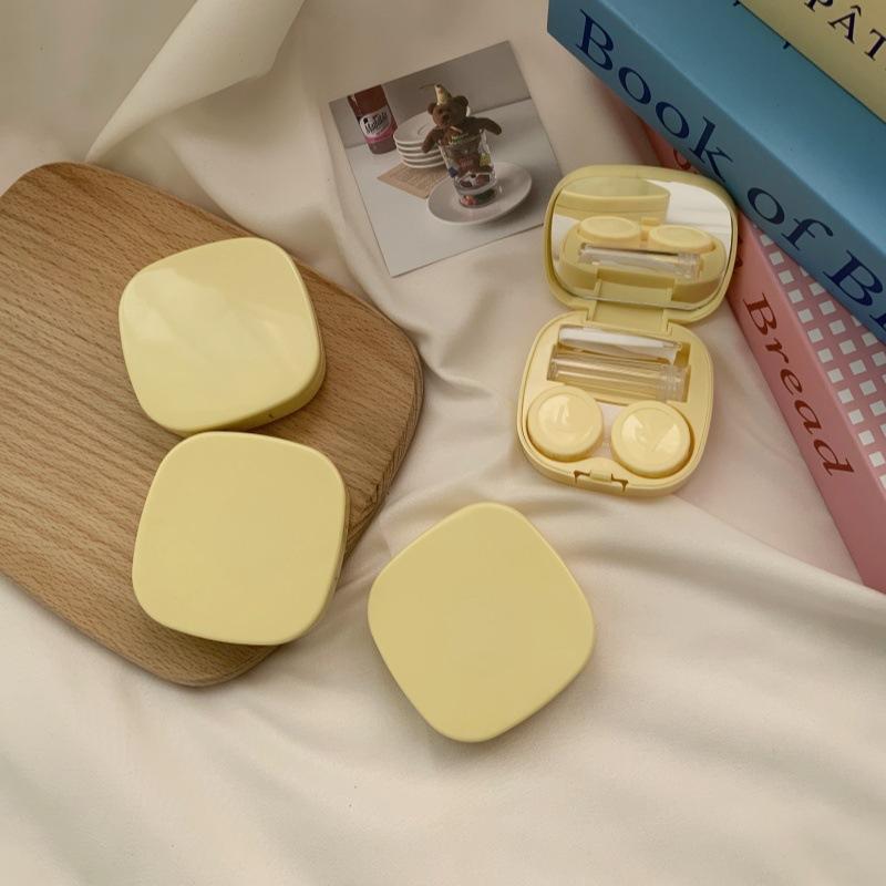 Style Simple Fashion Invisible Glasses Box Couple Box Nursing Beauty Pupil Box Solid Color Portable Cosmetic Contact Lenses Storage Box