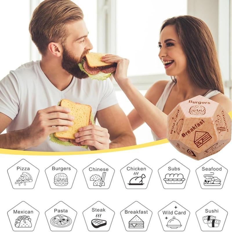 Fun Night Dating Decision Dice,Wooden Couple Dating Fun dice,Food Decision Dice,Gifts for Boyfriend-Girlfriend advent calendars