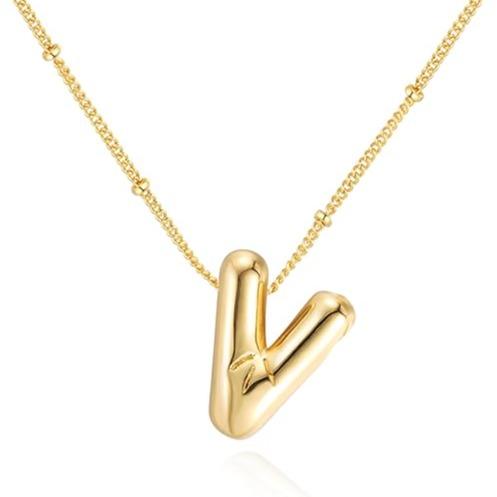 Letter Necklace Balloon Initial Necklaces for Women Girls Dainty Alphabet Pendant Puffy Name Personalized Jewelry Gift Fashion Personality Jewelry For Girls Plated Gold Bubble Letter Necklace