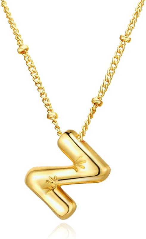 Christmas gifts&specials 18k Bubble Letter Necklace Gold for Women, Rhinestone Bubble Balloon Initial Necklace for Her, Charm Puff Letter Name Pendant Chunky Alphabet necklace